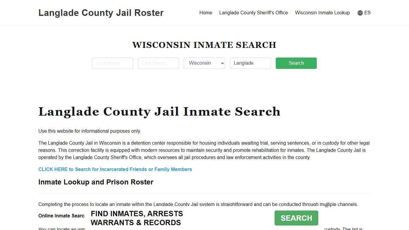 Langlade County Jail Roster Lookup, WI, Inmate Search